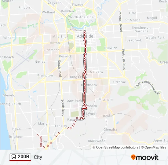 200B Bus Line Map