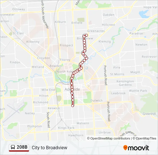 208B Bus Line Map