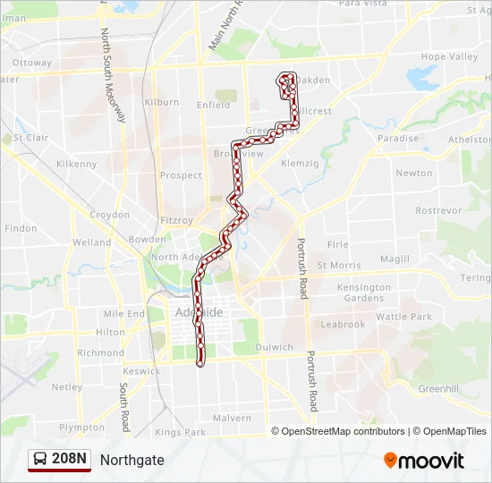 208N Bus Line Map