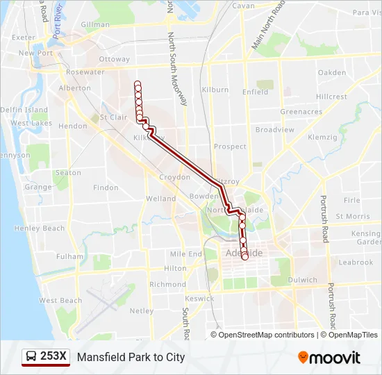 253X Bus Line Map