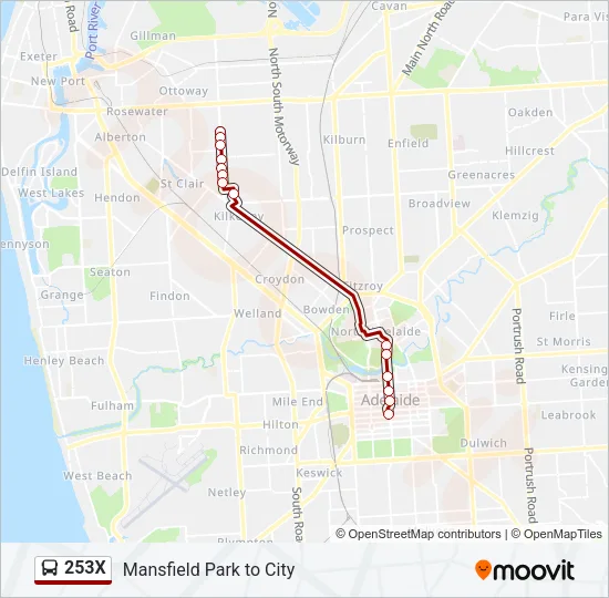 253X Bus Line Map