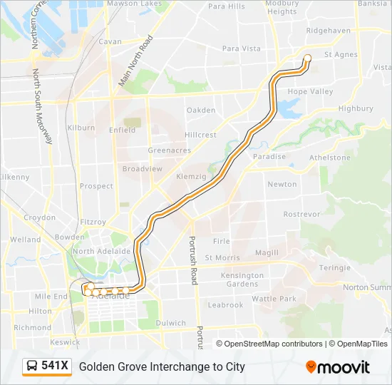 541X Bus Line Map