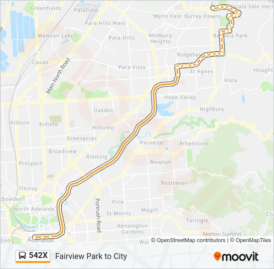 542X Bus Line Map