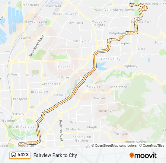 542X Bus Line Map