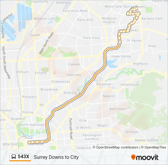543X Bus Line Map