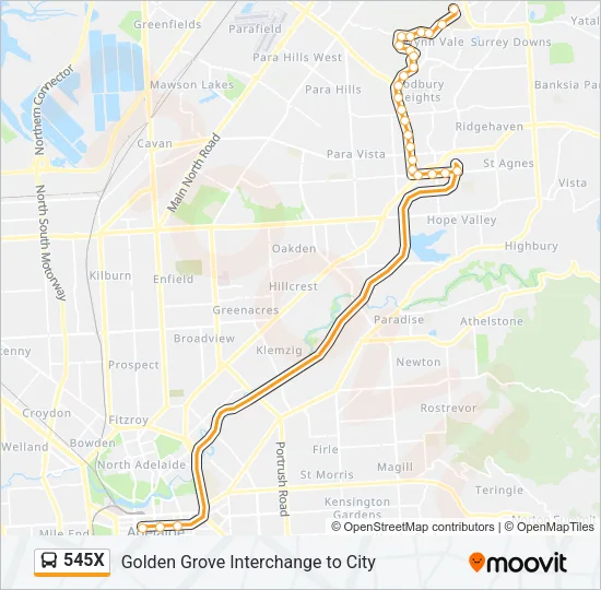 545X Bus Line Map