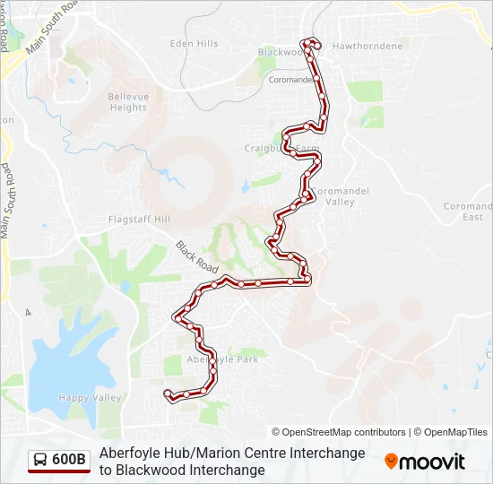 600B Bus Line Map