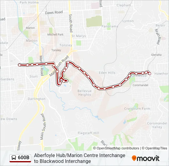 600B Bus Line Map