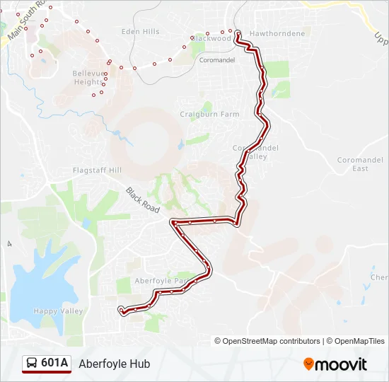 601A Bus Line Map