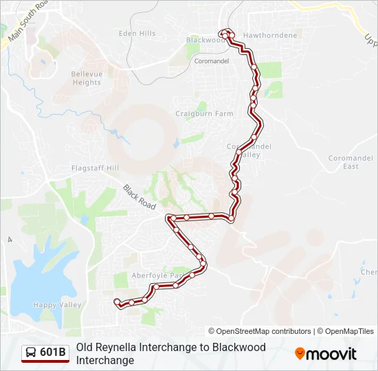 601B Bus Line Map