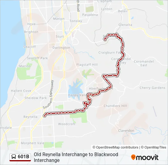 601B Bus Line Map