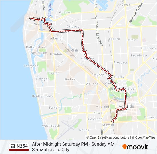 N254 Bus Line Map