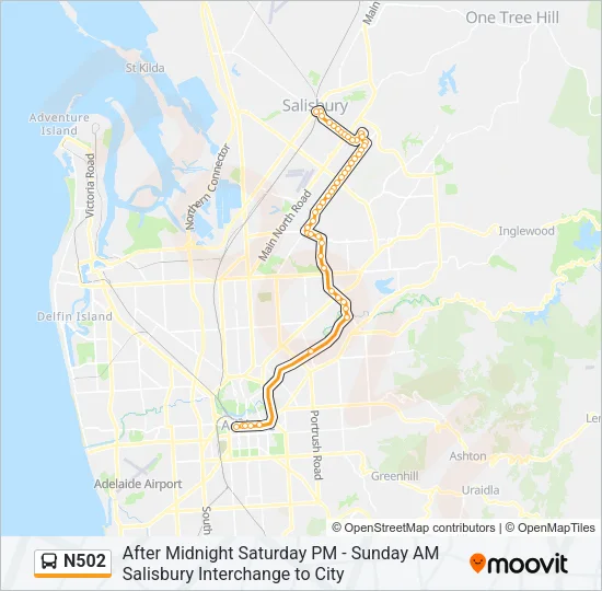 N502 Bus Line Map