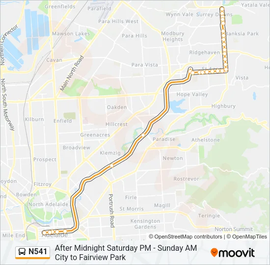 N541 Bus Line Map