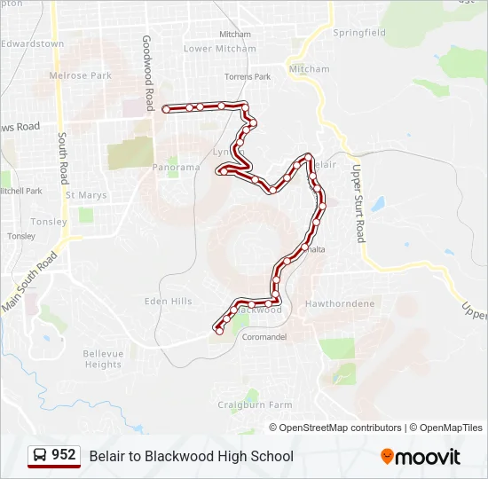 Mapa de 952 de autobús