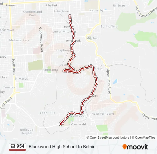 954 Bus Line Map