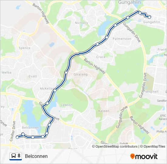 8 Route: Schedules, Stops & Maps - Belconnen (Updated)