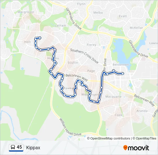 45 Bus Line Map