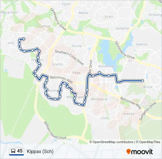 45 Bus Line Map