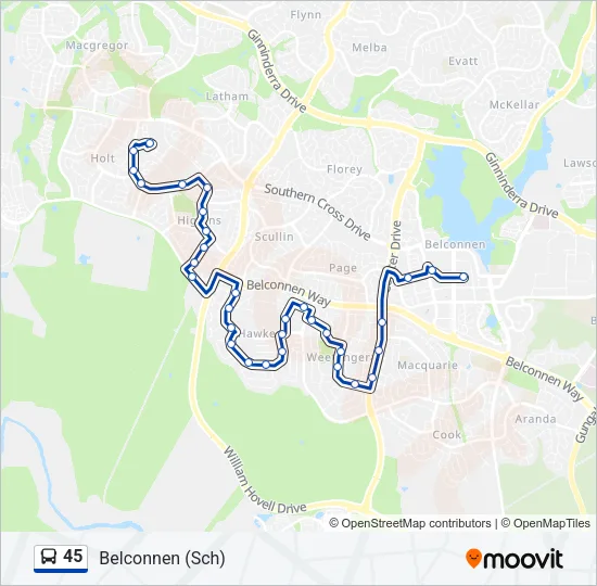 45 Bus Line Map