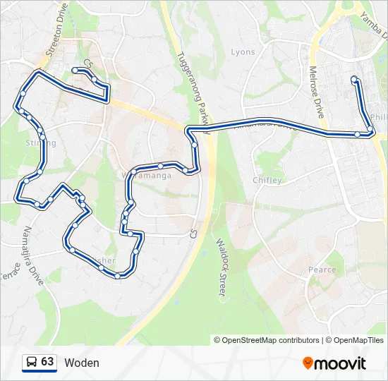 63 Route: Schedules, Stops & Maps - Woden (Updated)