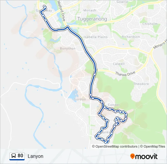 80 Bus Line Map