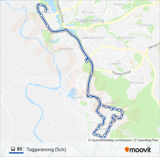 80 Bus Line Map