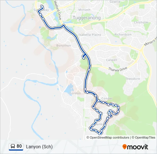80 Bus Line Map