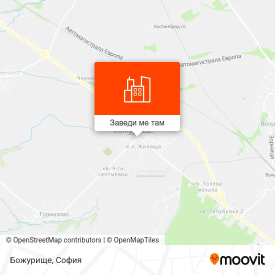 Божурище карта