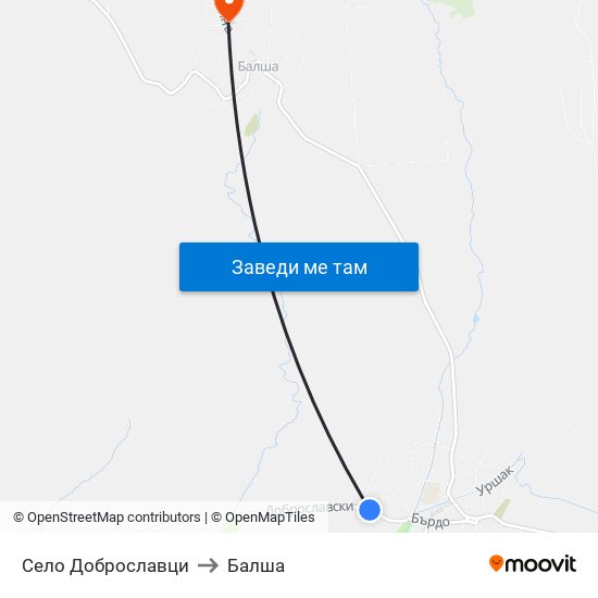 Село Доброславци to Балша map