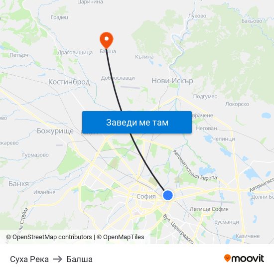 Суха Река to Балша map