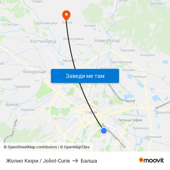 Жолио Кюри / Joliot-Curie to Балша map