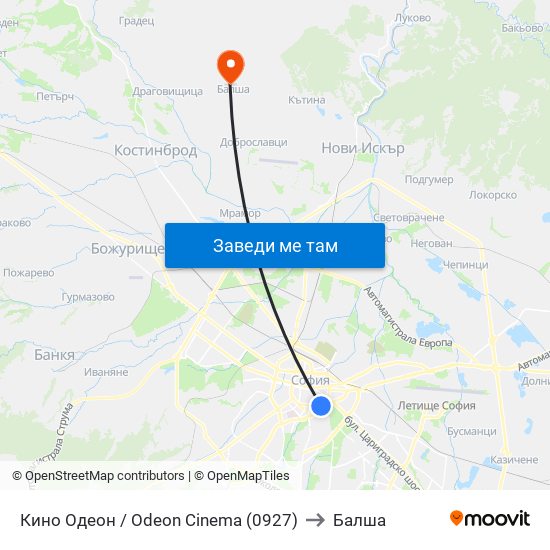 Кино Одеон / Odeon Cinema (0927) to Балша map