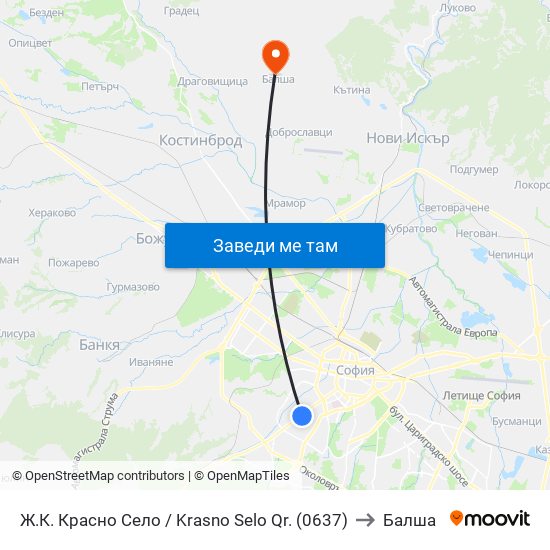 Ж.К. Красно Село / Krasno Selo Qr. (0637) to Балша map