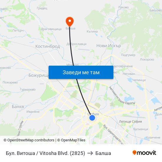 Бул. Витоша / Vitosha Blvd. (2825) to Балша map