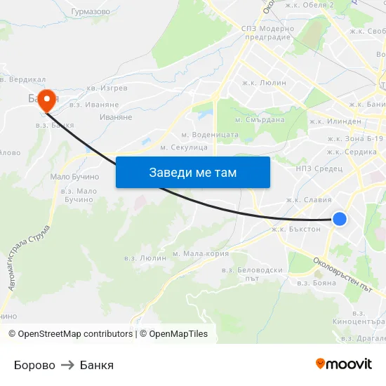 Борово to Банкя map