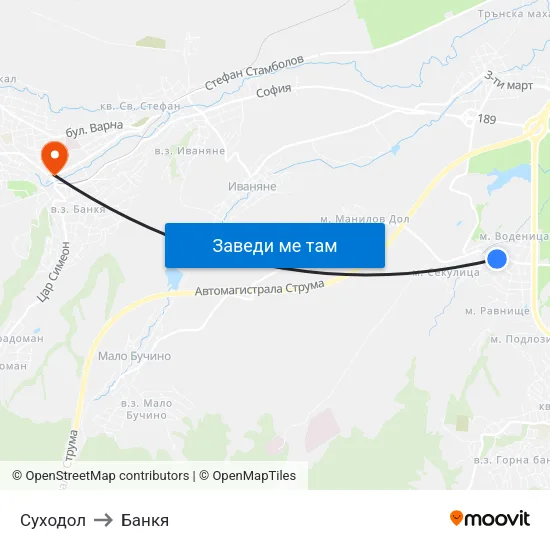 Суходол to Банкя map