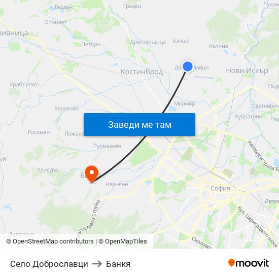 Село Доброславци to Банкя map