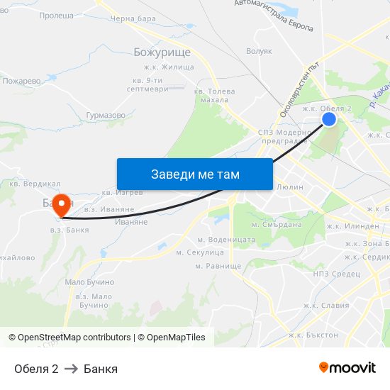 Обеля 2 to Банкя map