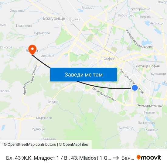 Бл. 43 Ж.К. Младост 1 / Bl. 43, Mladost 1 Qr. (0218) to Банкя map
