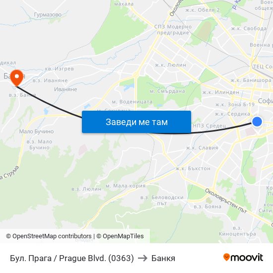 Бул. Прага / Prague Blvd. (0363) to Банкя map