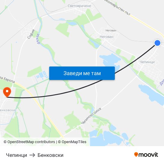 Чепинци to Бенковски map