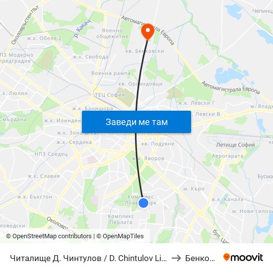 Читалище Д. Чинтулов / D. Chintulov Library (2365) to Бенковски map