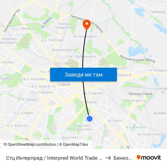 Стц Интерпред / Interpred World Trade Centre (1109) to Бенковски map