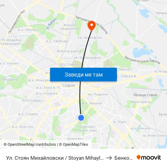 Ул. Стоян Михайловски / Stoyan Mihaylovski St. (2692) to Бенковски map
