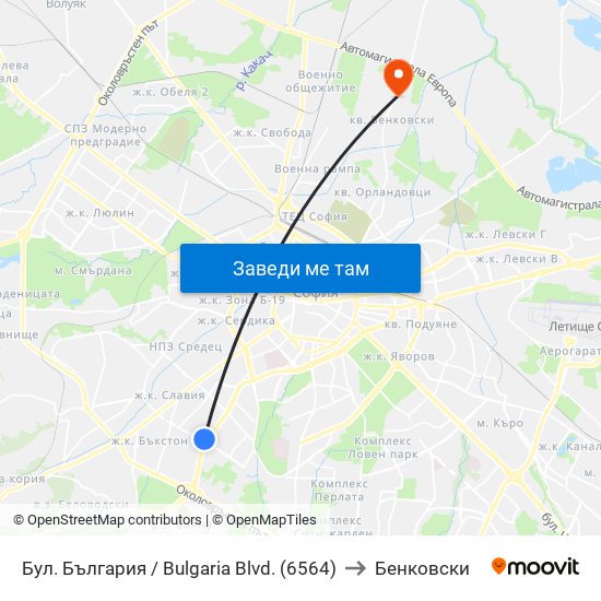 Бул. България / Bulgaria Blvd. (6564) to Бенковски map