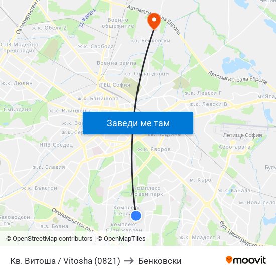 Кв. Витоша / Vitosha (0821) to Бенковски map