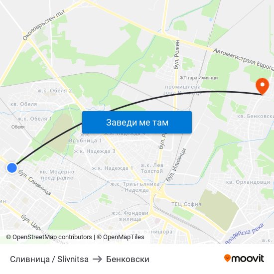 Сливница / Slivnitsa to Бенковски map