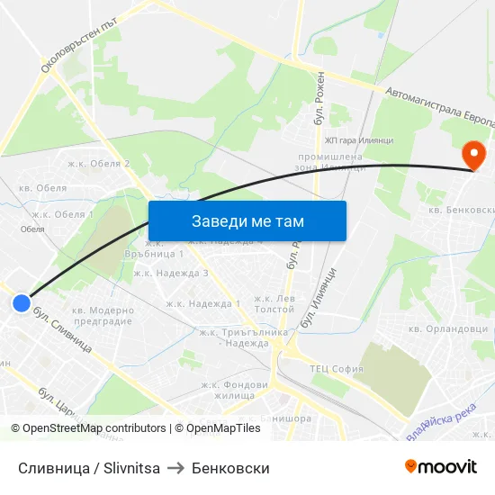 Сливница / Slivnitsa to Бенковски map