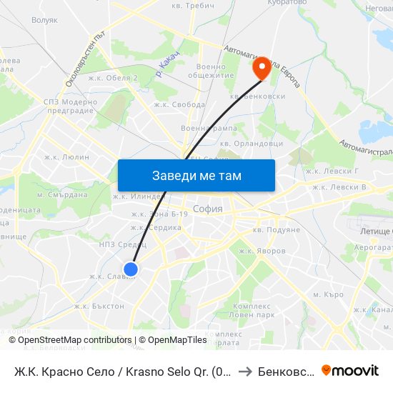 Ж.К. Красно Село / Krasno Selo Qr. (0637) to Бенковски map